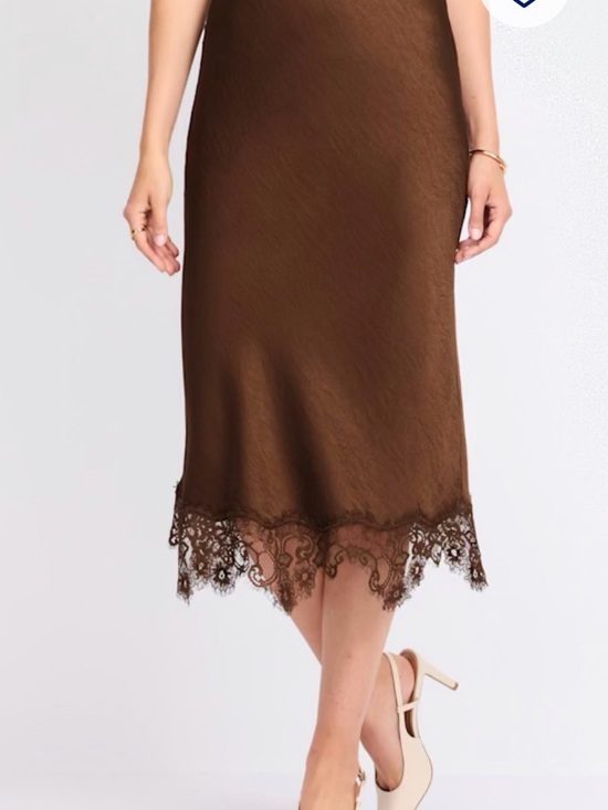 Skies Are Blue Dresses & Skirts - Skies Are Blue Brown Lace-Hem Slip Skirt Size Small NWT